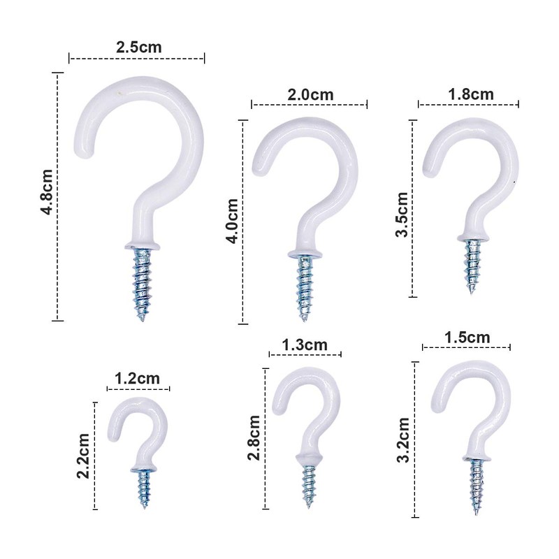 Kioiner Screw Hook Set, 70 Pieces Ceiling Hooks, 6 Sizes