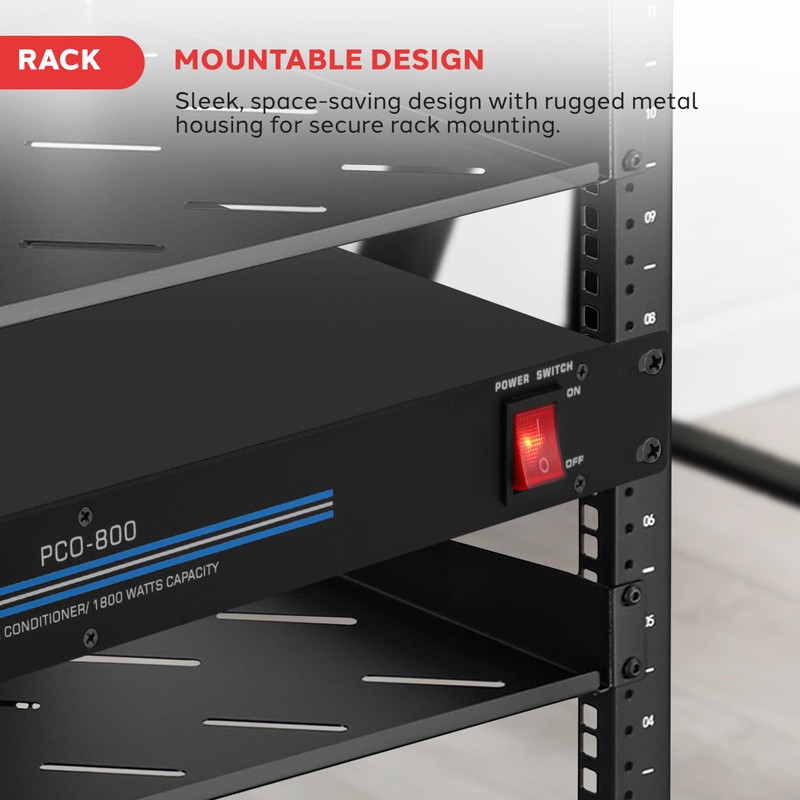 Pyle 1800W 8-Outlet Rack Mount Power Conditioner - 15 Amp