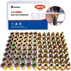 Rivet Nut, Ktehloy 100Pcs 1/4"-20UNC Carbon Steel Flat Head Rivnut Threaded Insert Nut, Zinc Plated Carbon Steel Nut Inserts, Knurled Body (1/4''-20)