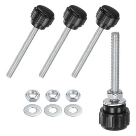 M METERXITY 4-Set Knurled Clamping Knobs, M4x40mm Male Thread Knurled Thumbscrew W Nuts & Washers Carbon Steel Screw on Knobs Grips for Machinery/Electronic/Furniture [Black]