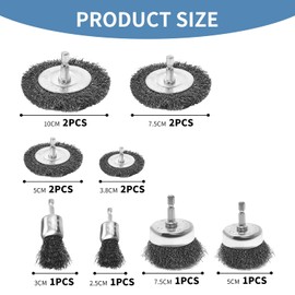 12 Piece Wire Brush Drill Set, 6 mm Wire Brush Cordless Screwdriver, with Hexagonal Bar, Metal Brush, for Polishing and Grinding.