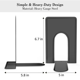 Optomni Bookends, Book End Supports Heavy Duty Metal Bookend Support, Book Ends Supports for Shelves Decor Home Office School 2 Pairs (Black, 4 Pairs/8 Pieces)