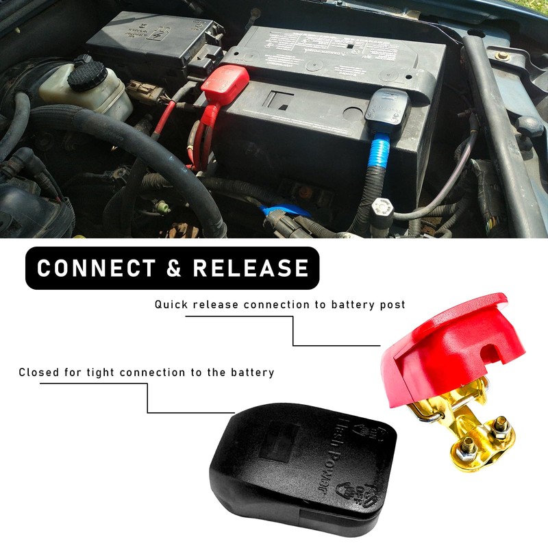 KVAEY Quick Release Connectors Battery Terminal Clamp, Quick Disconnect Top