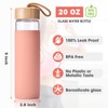 Yomious 20 Oz Borosilicate Glass Water Bottles with Silicone Sleeve