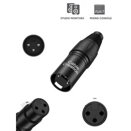CableCreation 3Pin XLR Male*2 + 3Pin XLR Female*2, Mic Adaptor Connector 2Pair, 1/4 Jacks Male and Female Microphone Audio Jack Charger Connector for Speaker, Mixing Board, Console, Pro Audio Gear