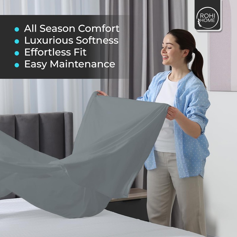 Rohi® Double Fitted Sheet with Two Pillowcases – 25cm Depth