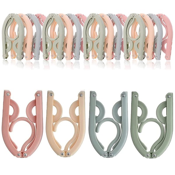 Pack of 12 Travel Hangers, Portable Foldable Clothes Hangers, Plastic Hangers, Space-Saving, Hangers with Non-Slip Portable, Multifunctional Travel Accessories for Home, Hotel, Travel, Camping