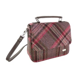 Glen Appin Harris Tweed 'Thurso' Square Bag, Burgundy & Pink Tartan
