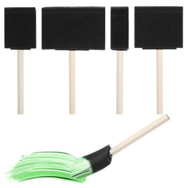 Bewudy 4 Pcs Foam Paint Brushes, Wood Handle Sponge Brushes for Painting, Staining, Varnishes & DIY Craft Projects (1'', 1.3'', 2.9'' & 3.9'')