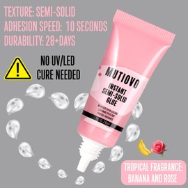 MUTIOVO Semi Solid Instant Nail Glue Quick Drying with Upgraded Remover for Press On Nails Tips, No Need for UV Lamp Strong Long Lasting Fake Acrylic Nails Glue Gel Kit (7ml +10ml) Tropical Scent