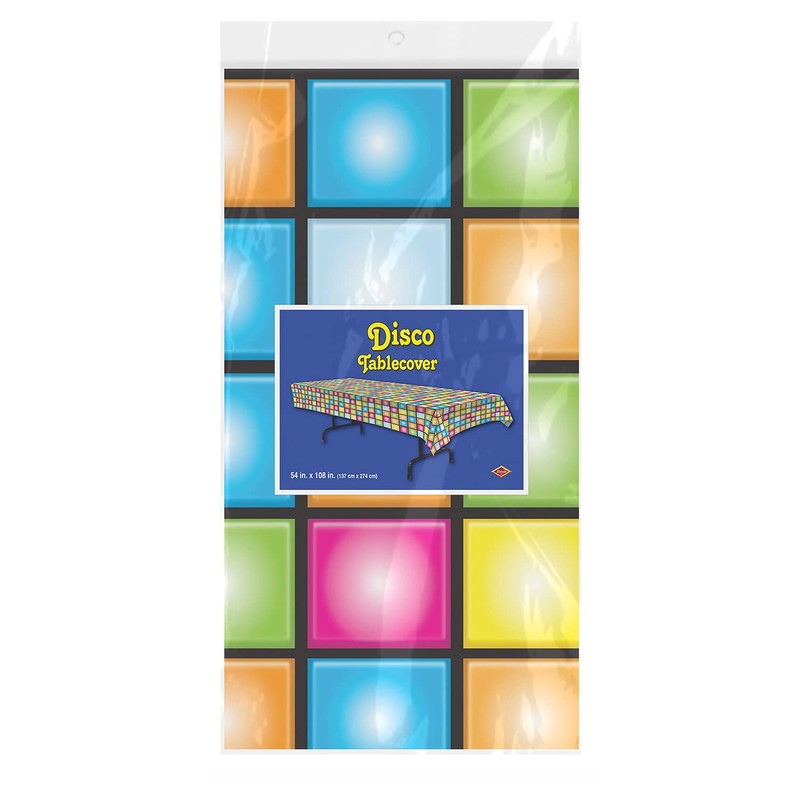 Beistle Disco Tablecover, 54” x 108” – Plastic Table Cloth,