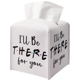 Tissue Box Gifts with Leather Cover Square, Motivational Quote Gift Ideas for Family Friends, I'll Be There for You, Bathroom Office Desk Decor, New Home Favor-(5.2 Inches) A52