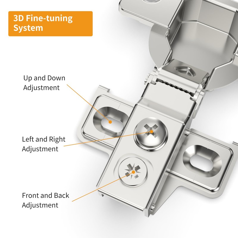 Chibery 2 Pack 5/8" Overlay Hinges, 48mm Quiet 3D Soft