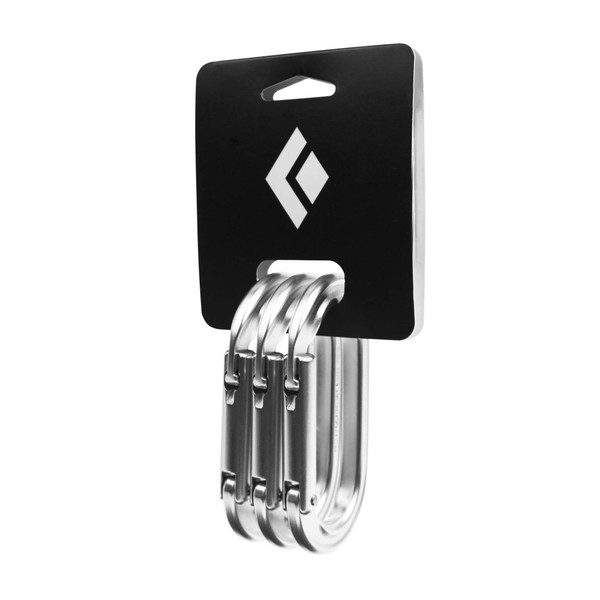 Black Diamond Oval Key Lock (Straight Gate), Silver Polished, Pack of 3