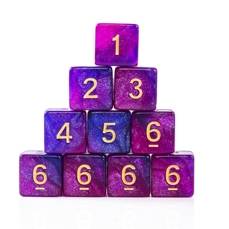 Yourandoll 10 Pieces Polyhedral Dice D6 (1-6) Dice Dice Acrylic