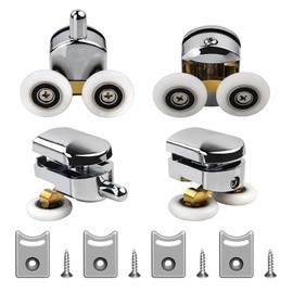 Dreamark 4 Sets of Shower Door Rollers 25 mm, Castors for Shower Cubicle Sliding Doors for Glass 4-6 mm, Wheels for Sliding Door Bathroom, Anti-Rust, Quiet Shower Cubicle Rollers (2 Upper and 2 Lower