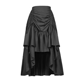 Qosivfey Women's Long Dress Gothic Steampunk Victorian Renaissance High Low Skirt(YMX2022017BK,L)