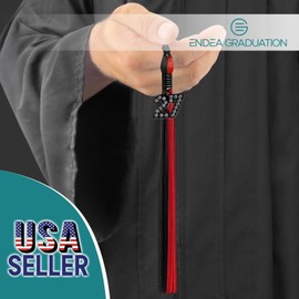 Endea Graduation Double Color Tassel with Black Bling Charm (Black/Red, 2027)