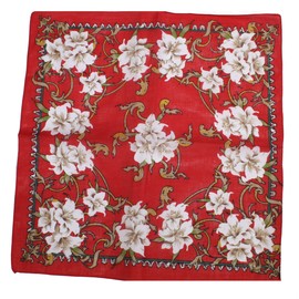 Zac's Alter Ego Vintage Style Winter Floral Print on Red Cotton Bandana