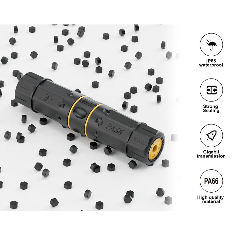 FGB 10Gbps Cat7 Waterproof RJ45 Coupler, Shielded IP68, Female to