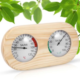 ALLOMN Sauna Thermometer Hygrometer, 2-in-1 Wooden Digital Thermo-Hygrometer High Accuracy Sauna Steam Room Thermometer for Sauna Steam Room Workshop Warehouse