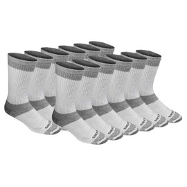 Dickies Men's Dri-Tech Moisture Control Max Full Cushion Crew Socks, Available in M-XL (6, White (12 Pairs), Large