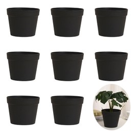 Clay Pots, Small, Pack of 8, Shockproof Mini Flower Pots (45 x 40 mm) in Black Terracotta, BPA-Free, Ideal for Succulents, Herbs, DIY Projects in Home, Office or Balcony, Includes Drainage Holes Pfla