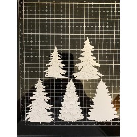 5pc white Christmas trees die cut from cardstock for cards/scrapboo
