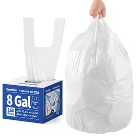 KeenEcho Small Trash Bags with Handles (1.2/2/3/4/6/8/13 Gallon) - Ocean Plastic Upcycling - Plastic Garbage Bags, Can Bin & Waste Basket Liner for Kitchen, Bathroom, Office and Pets