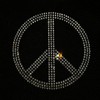 Set of 4 Bling Peace Symbol Silver Rhinestone Iron On