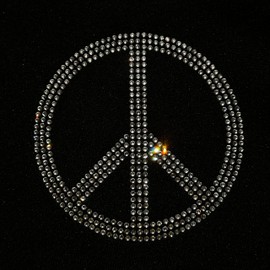 Set of 4 Bling Peace Symbol Silver Rhinestone Iron On 3.5" Height Peace Sign Hotfix Transfer DIY Decal Emblem Patch