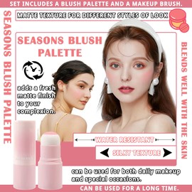 Blush Stick for Cheeks,Face Matte Contour Blush Makeup,Buildable Shimmer Facial Cheek Blusher Shades,Blendable Cosmetic Makeup 02