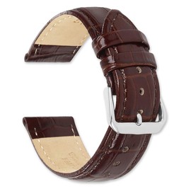 deBeer Crocodile Grain Replacement Watch Band - Brown (Long) 19mm Watch Strap