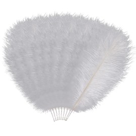 agogue Pack of 30 ostrich feathers, 15 pieces 15-20 cm and 15 pieces 20-25 cm feathers, white feathers for crafts, white, feathers, white feathers, wedding decoration, party, table decoration, home