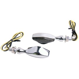 MotorToGo Chrome Short Stem mini LED Turn Signal Lights Indicators Blinkers Compatible for 2015 Yamaha FZ07