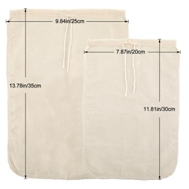 Gjinxi Nut Milk Bag Cloth Strainer 3 Pcs Cheesecloth Filter Bag Reusable Cottons Bags Food Strainer Cream Color Colanders Bag Fit Almond, Soy, Oat Milk, Tea, Juices, Cold Brew Coffee
