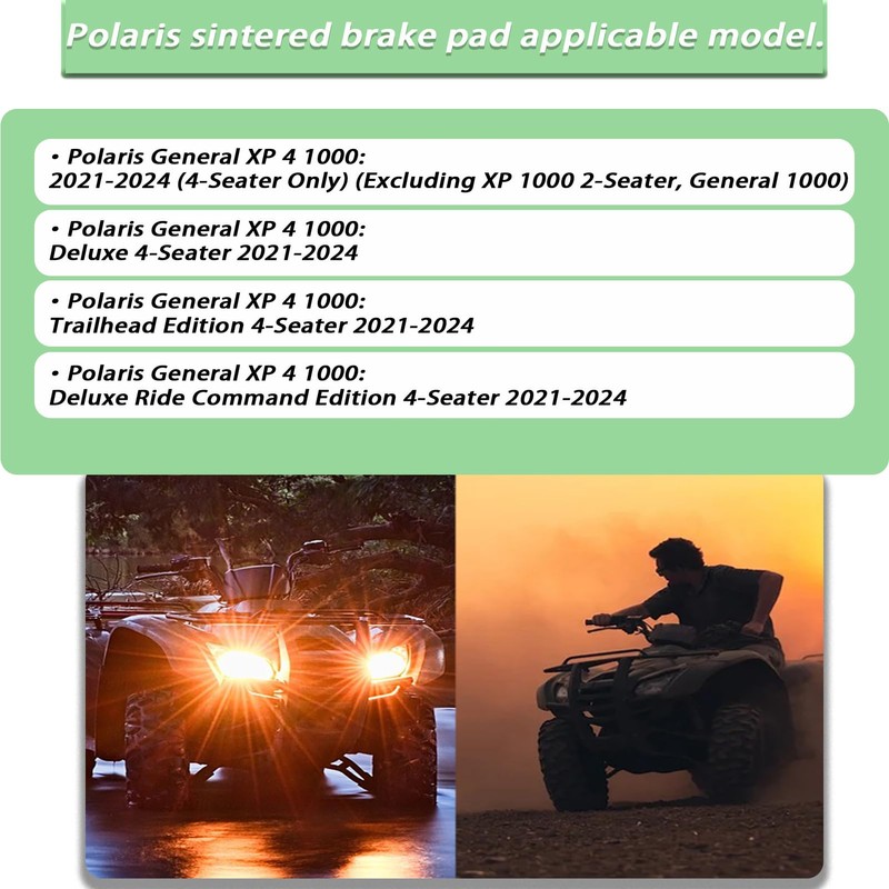 Sintered Front & Rear Brake Pads for Polaris General 1000