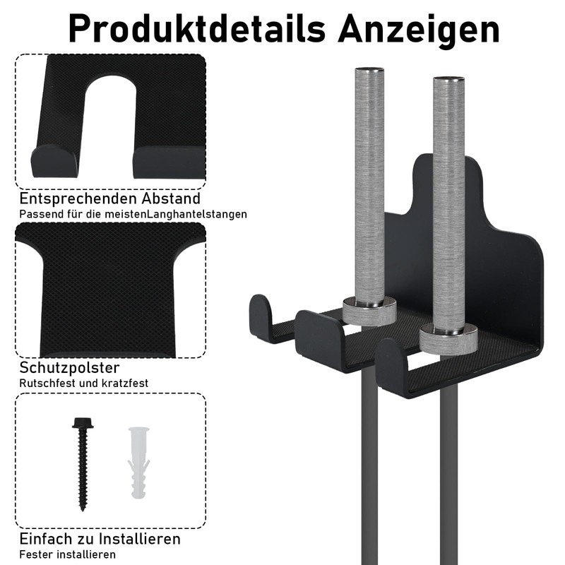 aleawol Vertical Barbell Bar Wall Hook, Barbell Stand Wall Mount