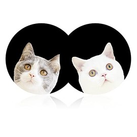 Cute Cat Funny Cat Car Coasters, 2PCS 2.75" Car Cup Holder Coasters Silicone Car Cup Holder Insert Coasters for Women Car Interior Accessory by FLYEEGO