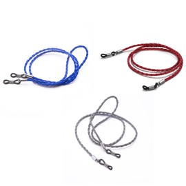 VIPERMARK 3 Pack PU Leather Eyeglass Straps - Adjustable Sunglasses Retainer Cords for Men, Women & Kids, Unisex Glasses Neck Chains-Multicolor