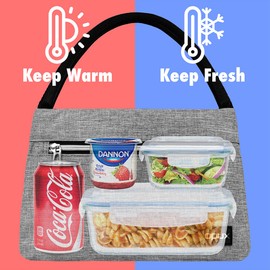 OPUX Lunch Bag for Women, Insulated Lunch Box Tote for Girls Work Adult School, Small Reusable Cooler Bag Lunch Container Food Tote for Travel Picnic, Fits 11 Cans, Heather Grey