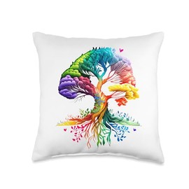 Lebensbaum Mythisch Meditation Wachstum Celtic Colourful Tree of Life Design Throw Pillow, 16x16, Multicolor