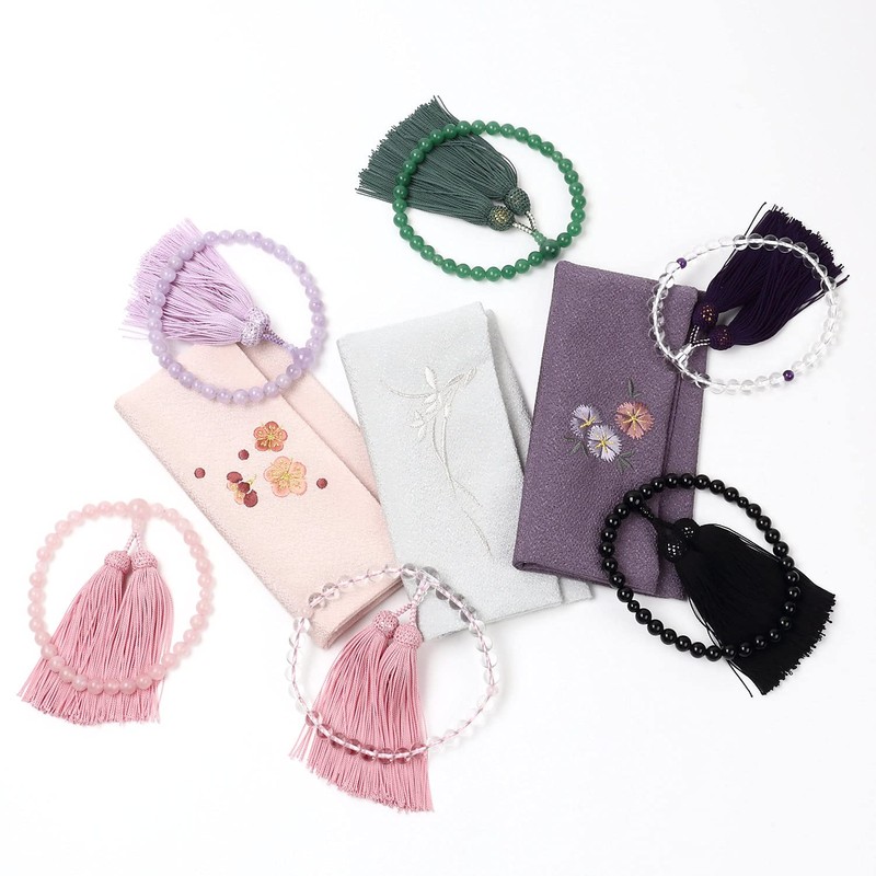 Double-Fold Chiffon Embroidered Kyoto Prayer Beads Bag, Rosary Bag, Rosary