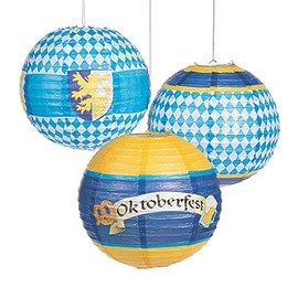 Fun Express Oktoberfest Hanging Paper Lanterns Decorations (Set of 6) Oktoberfest Party Supplies