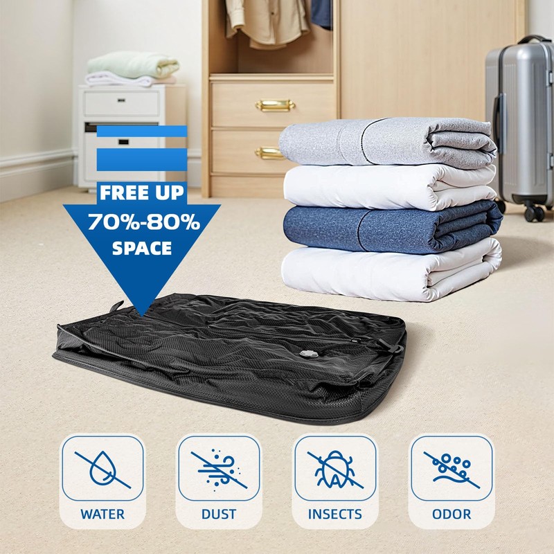 Luvan Travel Vacuum Bags for Luggage with Wireless Pump, Reusable
