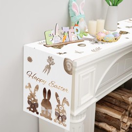 Easter Table Runner,Linen Easter Bunny Table Runner Spring Anniversary Table Runner Easter Egg Seasonal Holiday Kitchen Dining Table Decoration for Indoor Outdoor Home Party Easter Day Decor 72x14inch