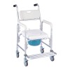 Hospital Chair Bedside Commode 350 Lbs Capacity 4 Wheels Raised