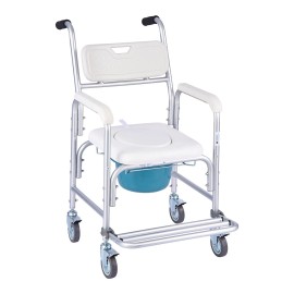 Hospital Chair Bedside Commode 350 Lbs Capacity 4 Wheels Raised Toilet Seat Model D0100X32XB6Default: Default