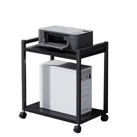 Curtainboro 2 Tier PC Tower Stand, Height Adjustable Computer Tower Floor Stand with Wheels, Metal Computer Cart CPU Holder for Office Home Classroom