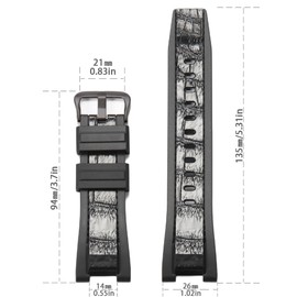 Rubber Leather Patterned Strap Compatible with Casio G-Shock GST-B100 GST-S100 GST-S110 GST-W110 GST-210 Strap Men's Waterproof Replacement Watchband Bracelet (Black black buckle)